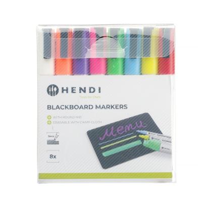 Fixy na tabuli 3 mm, HENDI, 1x bílý, 1x červený, 1x modrý, 1x zelený, 1x žlutý, 1x fialový, 1x oranžový a 1x růžový | 664278